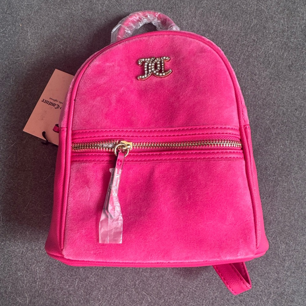 Juicy Couture Pink flash velour Backpack with Gold Accents NWT - Picture 5 of 6